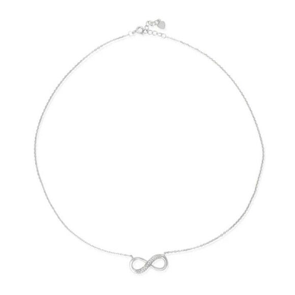 Sparkling Genuine Diamond Simulant Infinity Symbol Design Necklace~925 SS - Picture 4 of 4